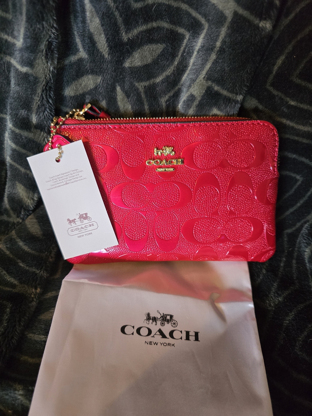 COACH Pink Signature Wristlet Pouch